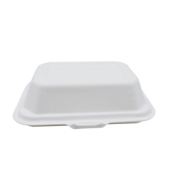 Conteneur de pulpe décomposable à emporter Bagasse Nourriture déjeuner Boîte avec couvercle
