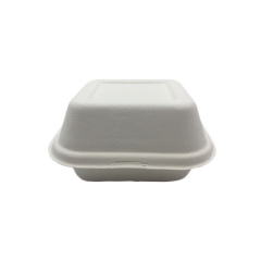 Disposable biodegradable bagasse sugarcane hamburger box takeaway food container
