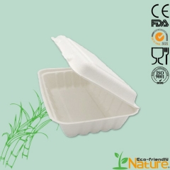 Clamshell type disposable degradable sugarcane lunch box