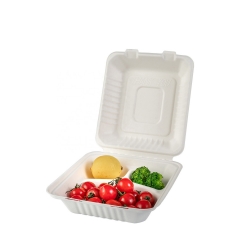 Contenitori per alimenti monouso in bagassa biodegradabile a 3 scomparti