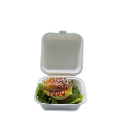 Disposable biodegradable bagasse sugarcane hamburger box takeaway food container