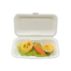 Disposable waterproof and oilproof food container biodegradable sugarcane white food container for restaurant