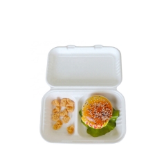 Caja de envase de comida rápida de bagazo desechable bio ecológico paquete 500 9 pulgadas