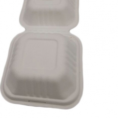 Eco friendly biodegradable disposable sugarcane clamshell box for restaurant