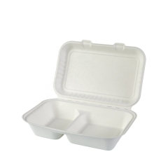 Eco 100% Compostable Two Compartment Bagasse Lunch Food Containers
