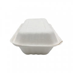 Disposable Food Container Rectangle Bagasse Clamshell Compostable Food Takeaway