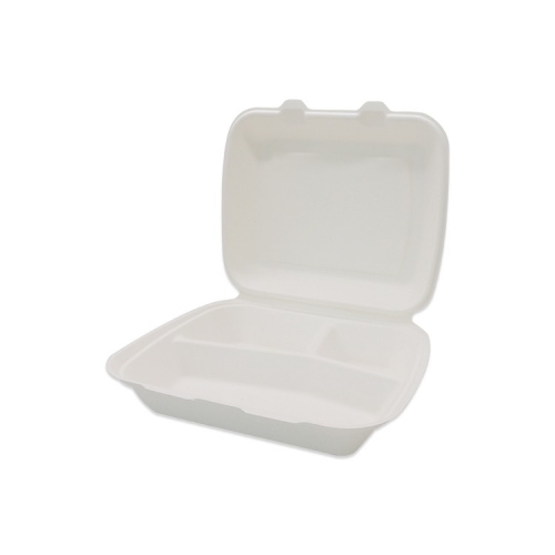 Envase de comida plegable compostable disponible para microondas amistoso de la caña de azúcar de eco