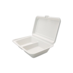 Boîte à déjeuner de pulpe carrée décomposable à emporter contenant de la bagasse