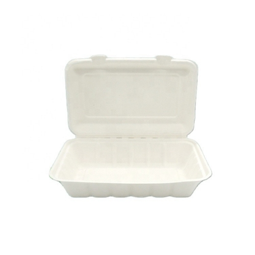 Clamshell type disposable degradable sugarcane lunch box