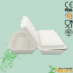 Clamshell type disposable degradable sugarcane lunch box