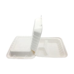 Disposable Biodegradable Compostable Sugarcane Bagasse Clamshell packaging box food container