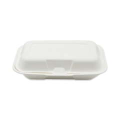 Disposable waterproof and oilproof food container biodegradable sugarcane white food container for restaurant