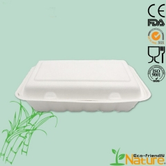 Clamshell type disposable degradable sugarcane lunch box