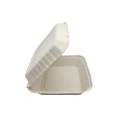 Disposable fast food packaging box biodegradable bagasse rectangle takeaway food container