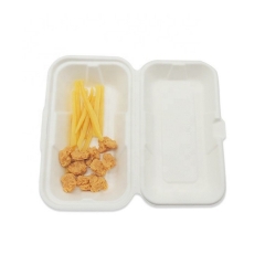 Biodegradable Disposable Sugarcane Clamshell Bento Box For Food Takeaway