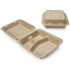 Biodegradable Disposable Take Away Bagasse Clamshell Food Packing Containers