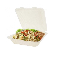 9 Inch Clamshell Bagasse Pulp Sugarcane Box for Take-out Food