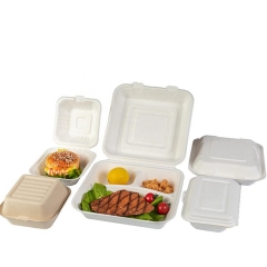 Biodegradable Disposable Take Away Bagasse Clamshell Food Packing Containers