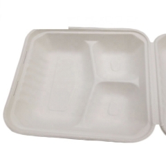 Bagasse Box Takeaway Bagasse 3 Compartment clamshell Food Container