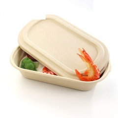 1000ml Bán buôn bao bì tùy chỉnh có thể phân hủy sinh học dùng một lần hộp thực phẩm ăn trưa bằng vỏ sò