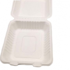 Biodegradable disposable sugarcane pulp takeout food storage container for restaurant