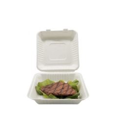 Caixa de concha descartável de bagaço com 3 compartimentos para alimentos