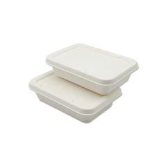 Caja de vajilla de bagazo de caña de azúcar compostable de 500 ml con tapa