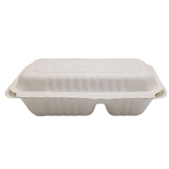 9inchx6inch 2 Compartment sugarcane bagasse takeaway food packaging box disposable