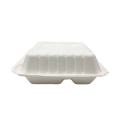 Biodegradable Sugarcane Clamshell 3 Compartment Eco Friendly Boxes