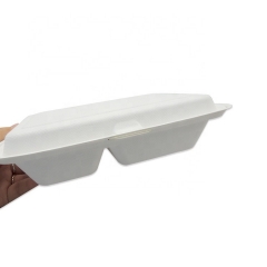 Bagasse Clamshell 2 Compartment Food Takeaway Sugarcane Food Container