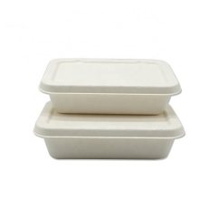 500ML Eco-friendly Disposable Sugarcane Food Containers With Bagasse Lids