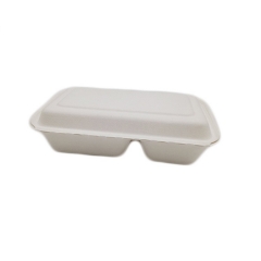 2 compartments microwave bagasse takeaway clamshell disposable food container bento lunch box