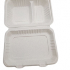 100% biodegradável bagaço de cana-de-açúcar descartável 2 compartimentos embalagem fast food container com tampa
