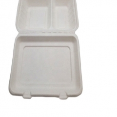 Bagasse 2 Fächer Lebensmittelbehälter zum Mitnehmen Kompostierbare Brotdose