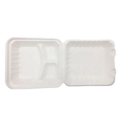 Bagasse Food Box Clamshell Takeaway Sugarcane 3 Compartment Food Container