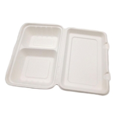 2 compartiments micro-ondes bagasse à emporter conteneur alimentaire jetable bento boîte à déjeuner