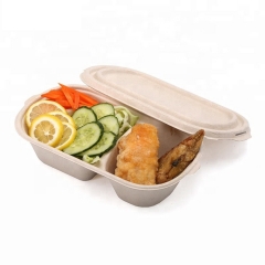 2 Compartment Sugarcane Biodegradable Disposable Food Container