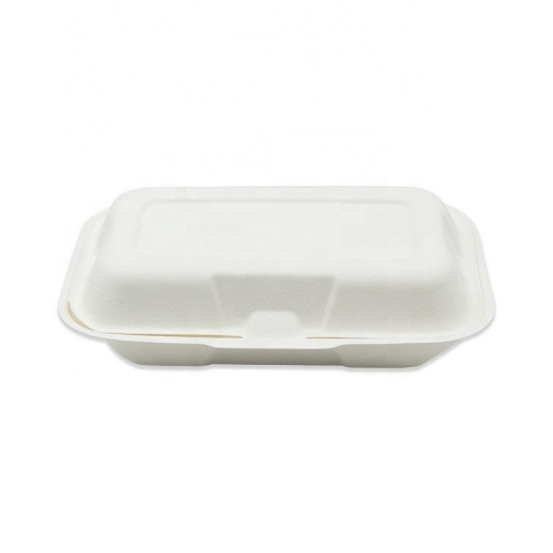 Biodegradable Disposable Sugarcane Clamshell Bento Box For Food Takeaway