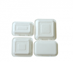 3-Compartment Biodegradable Sugarcane bagasse food container 8 Inches