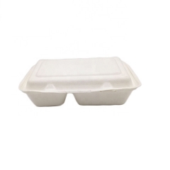Bagasse 2 Compartment Takeaway Food Container Compostable Lunch Box