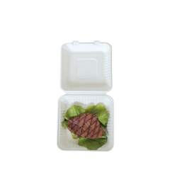 Caixa de concha descartável de bagaço com 3 compartimentos para alimentos