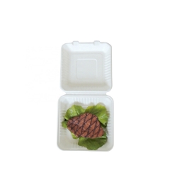 3 Compartment Food Container Disposable Bagasse Clamshell Box