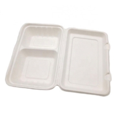 Boîte à déjeuner compostable Bagasse à 2 compartiments pour aliments à emporter