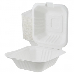 Caixa para alimentos biodegradáveis ​​com bagaço descartável de 6 polegadas