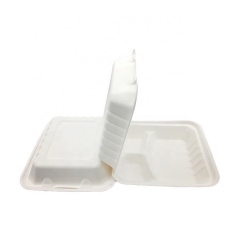 Biodegradable Sugarcane Clamshell 3 Compartment Eco Friendly Boxes