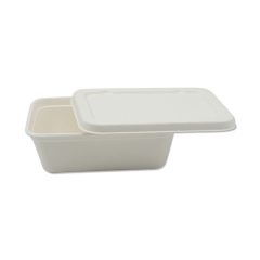 650 ml Fast food packaging eco-friendly disposable sugarcane box with lid