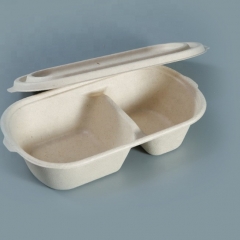 Envase de comida disponible biodegradable de la caña de azúcar de 2 compartimientos