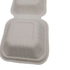 Envase de comida de bagazo desechable 100% biodegradable con tapa