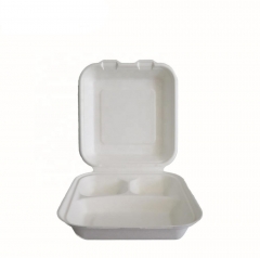 Caja para llevar desechable compostable biodegradable con caja de caña de azúcar con compartimento
