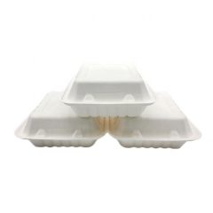 Biodegradable Sugarcane Clamshell 3 Compartment Eco Friendly Boxes